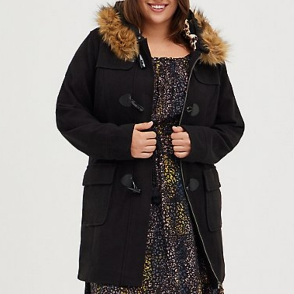torrid Jackets & Blazers - Torrid - BNWT Black brushed Ponte hodded toggle coat 0X